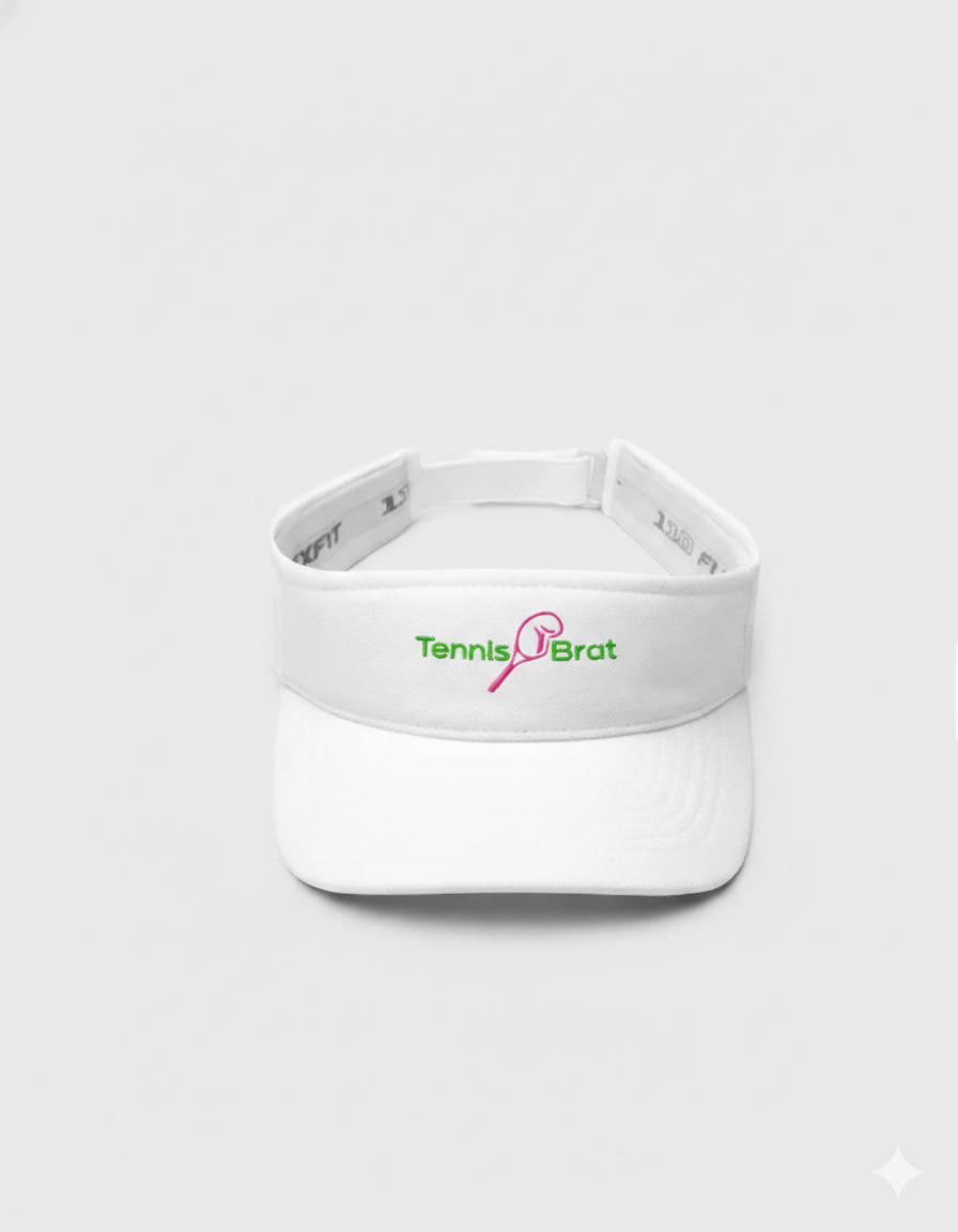 Tennis Brat Embroidered Visor-Green/Pink