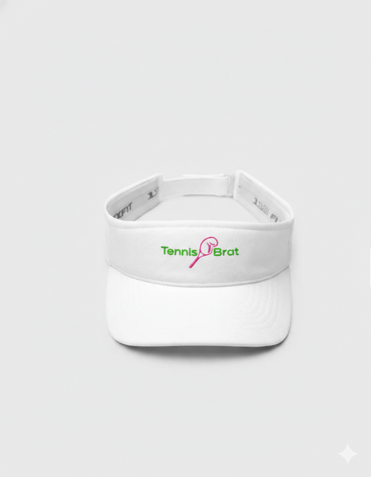 Tennis Brat Embroidered Visor-Green/Pink