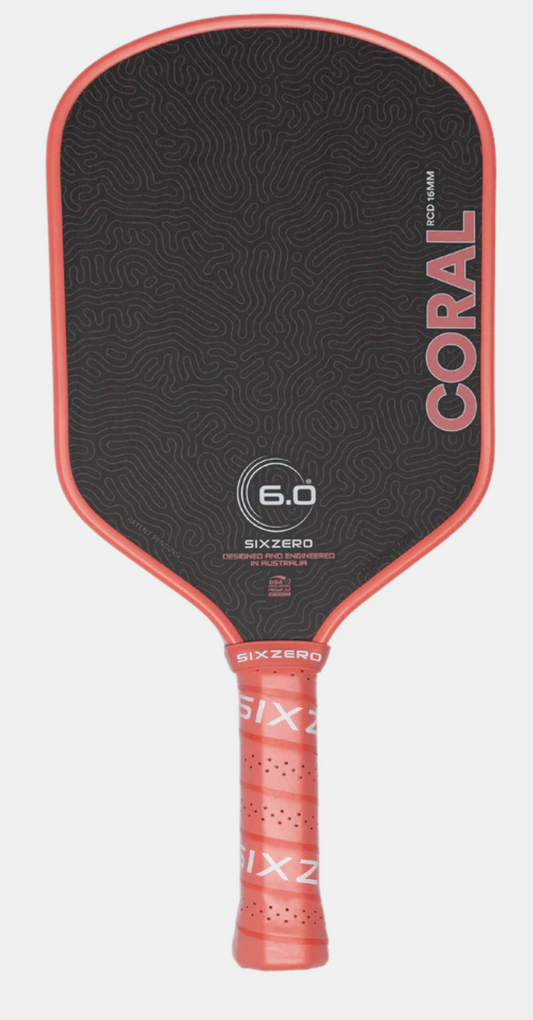 Six Zero Coral Hybrid 16mm Pickleball Paddle - Coral Pink